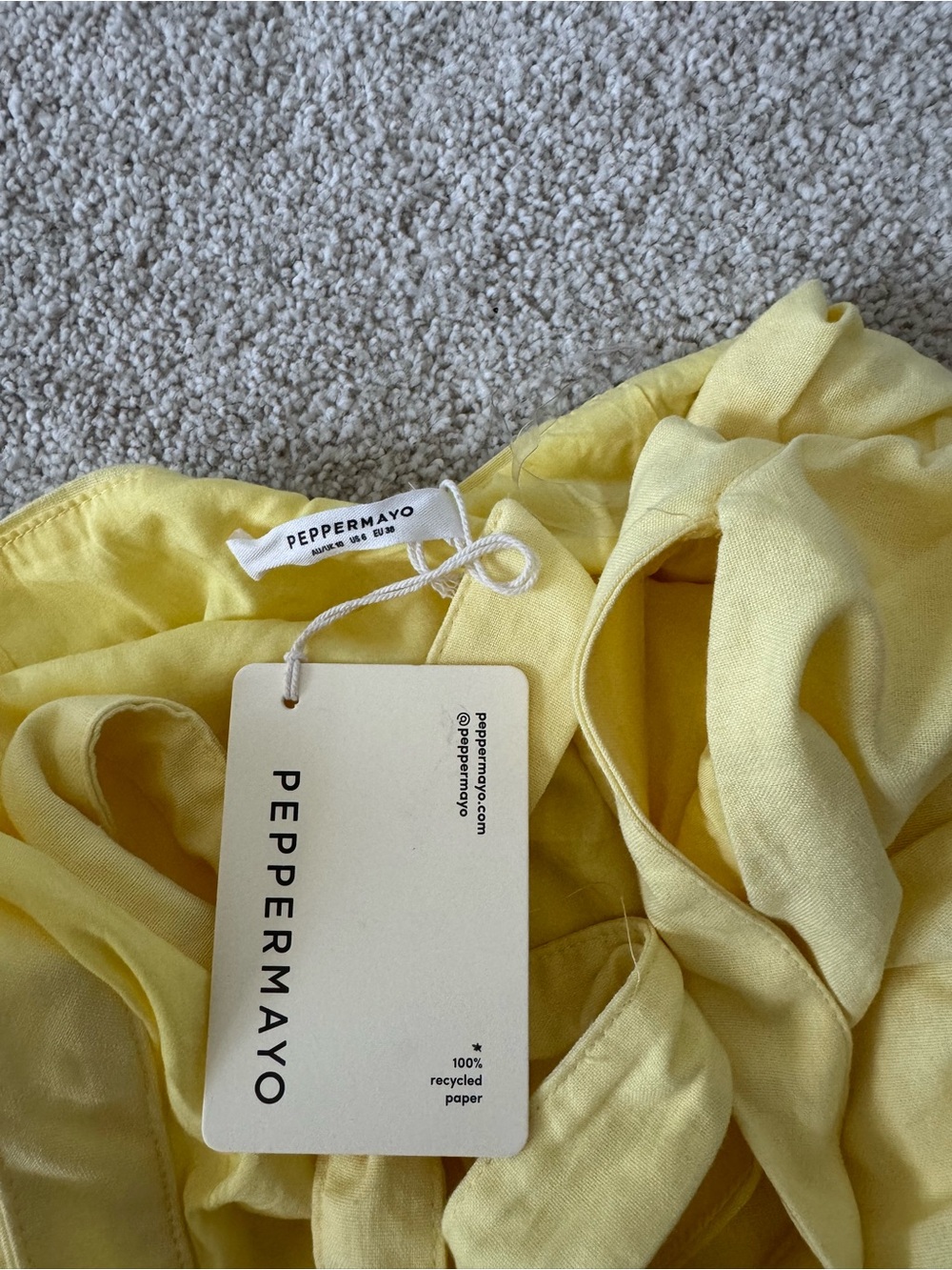 Asymmetric Halter Ruched Mini Dress in Butter Yellow NWT size Medium - Picture 6 of 8